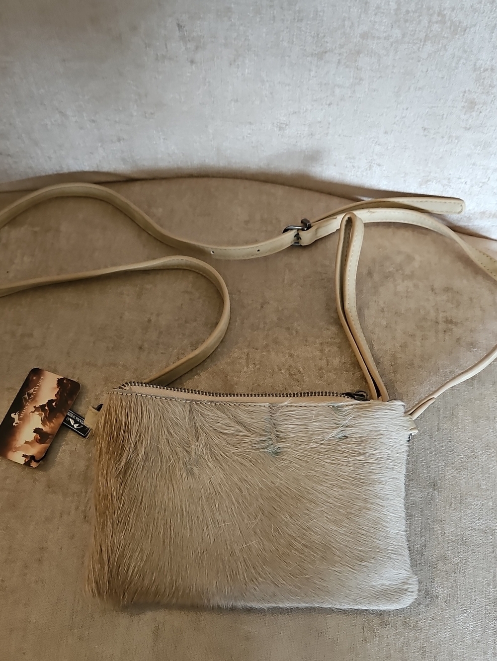 Montana West Neutral Haircalf Crossbody Bag - Beige